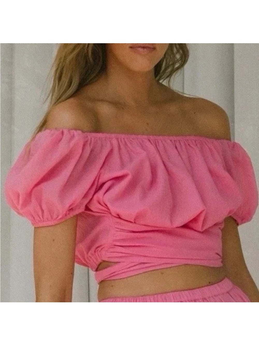 Spell Azalea Pink Tiered Maxi Skirt and Crop Top Set XS - Picture 6 of 14